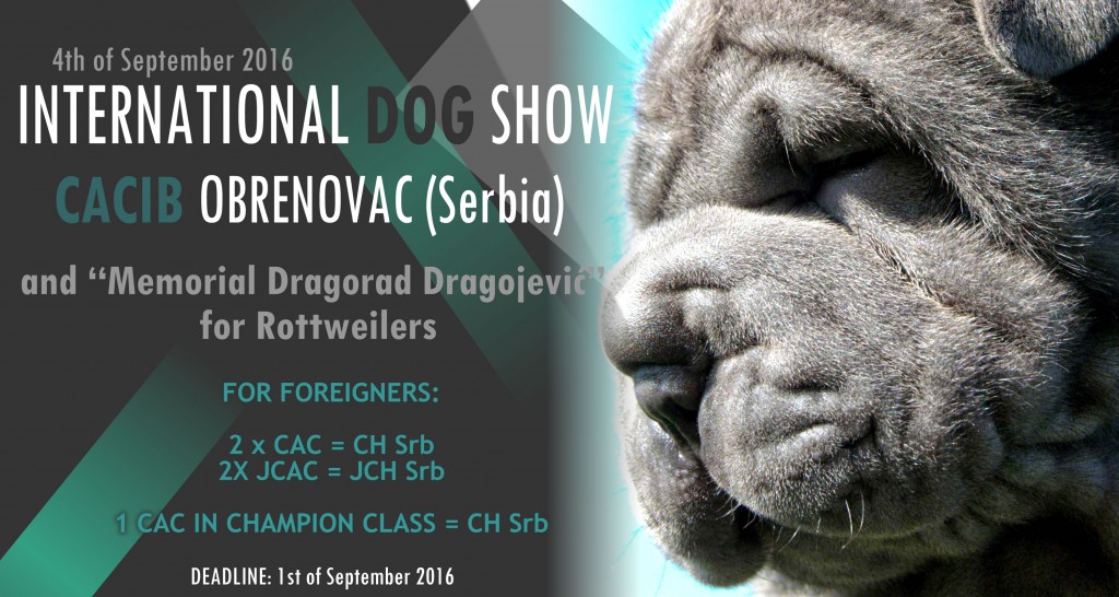 Important Announcement!!!-CACIB Obrenovac 2016