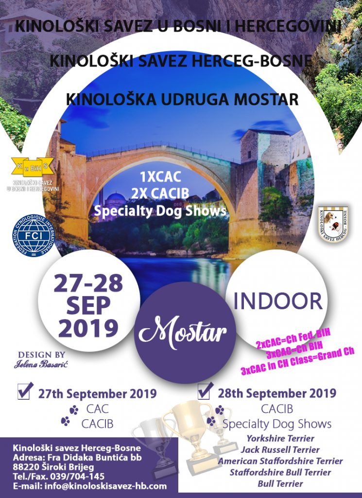 International, National & Specialty Dog Shows Mostar 2019, 27-28th September 2019