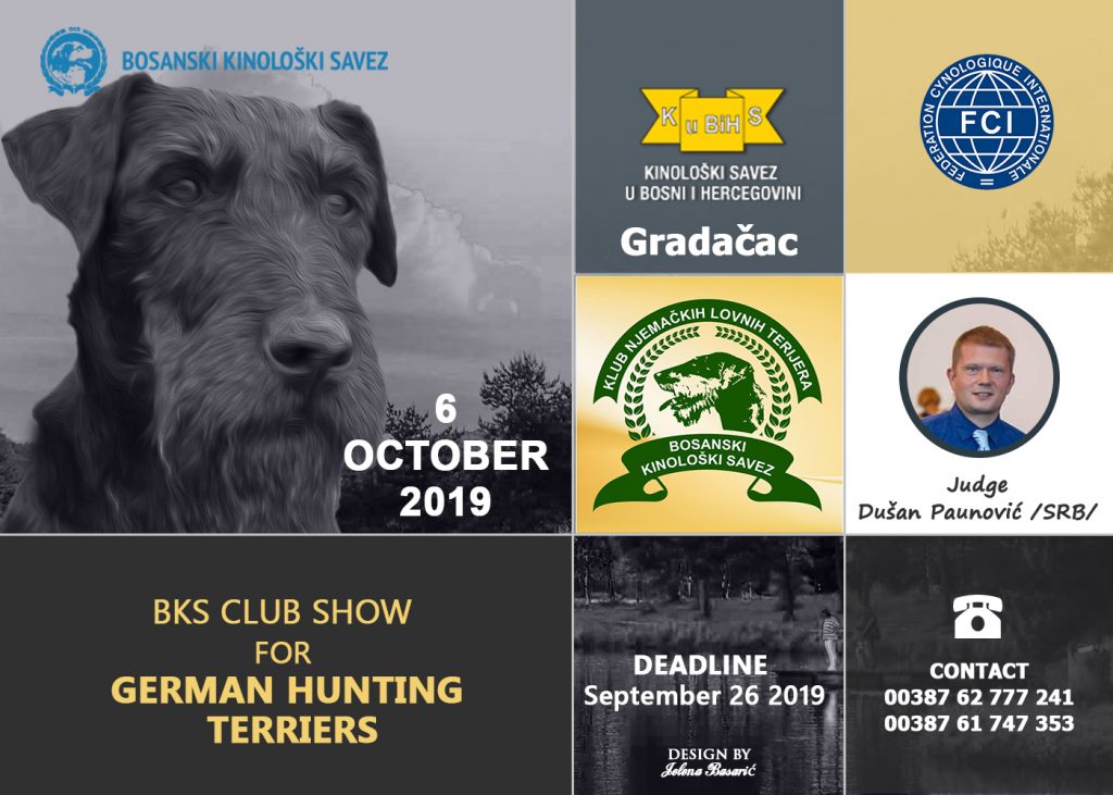 BKS Club Show for German Hunting Terriers, Gradačac (BIH)-6th October 2019
