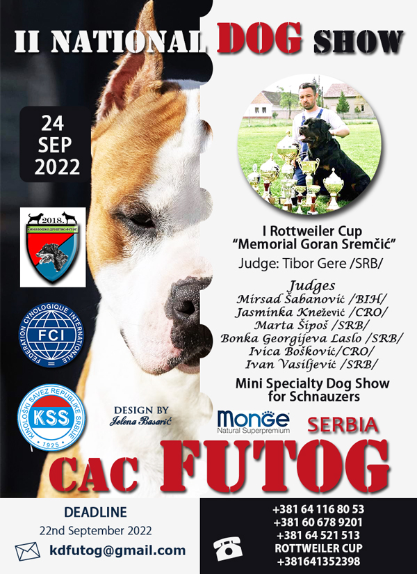 II National Dog Show CAC Futog (Serbia), 24th September 2022