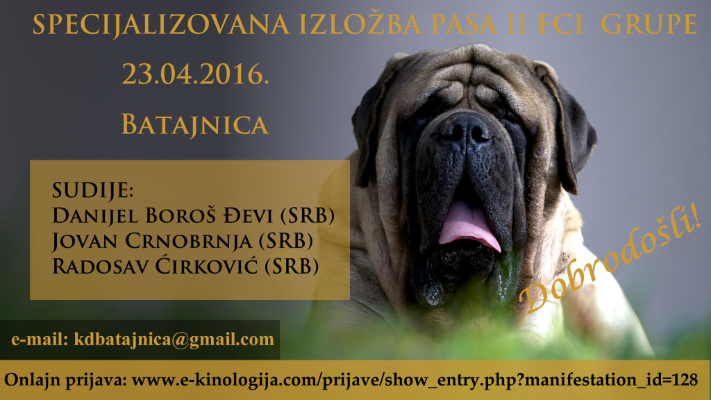 Naslovnica Veb portala Jelena Dog Shows-Specijalizovana izložba pasa II FCI grupe-Batajnica 2016