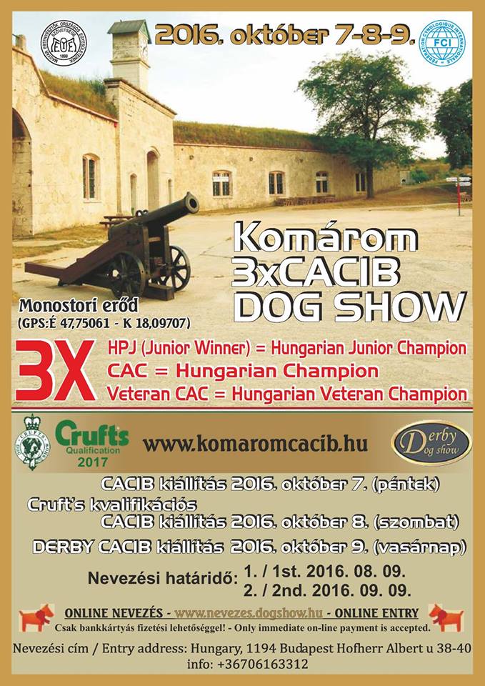 Međunarodna izložba pasa 3xCACIB Komárom (Mađarska) 07.10./09.10.2016-REZULTATI