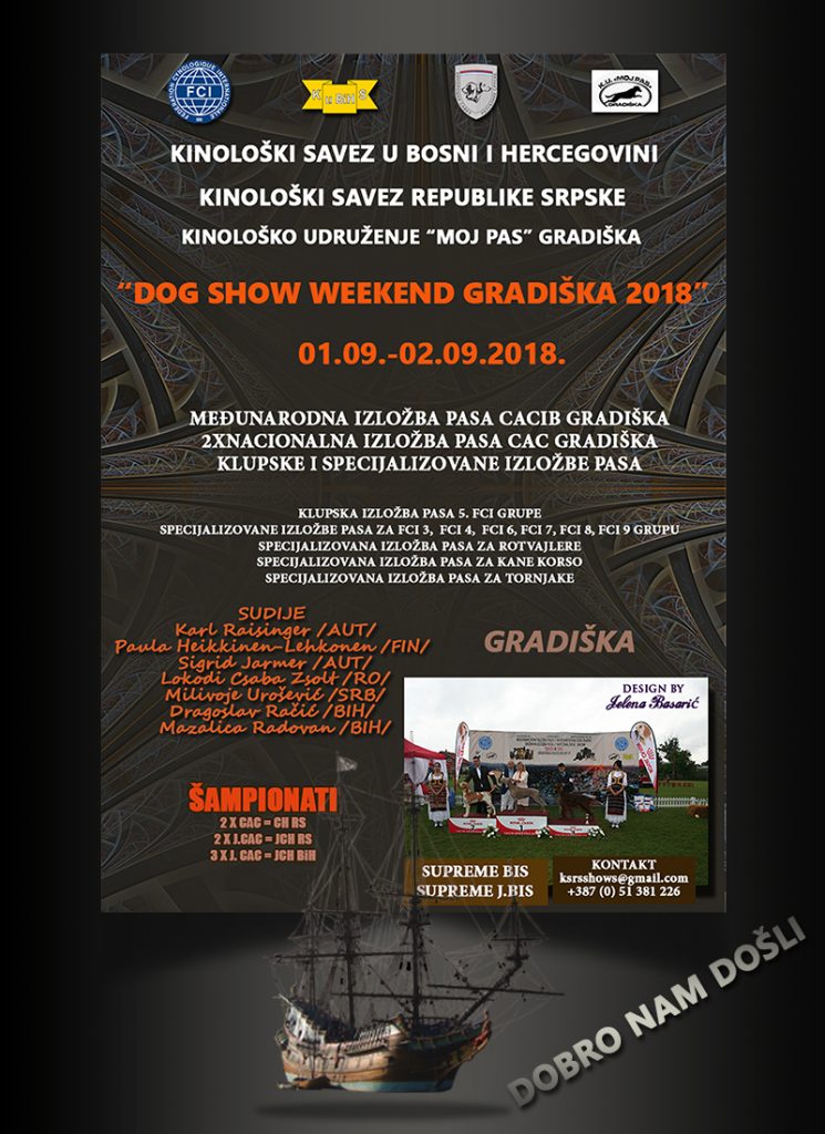 Dog Show Weekend Gradiška 2018, 1. i 2. septembar 2018.