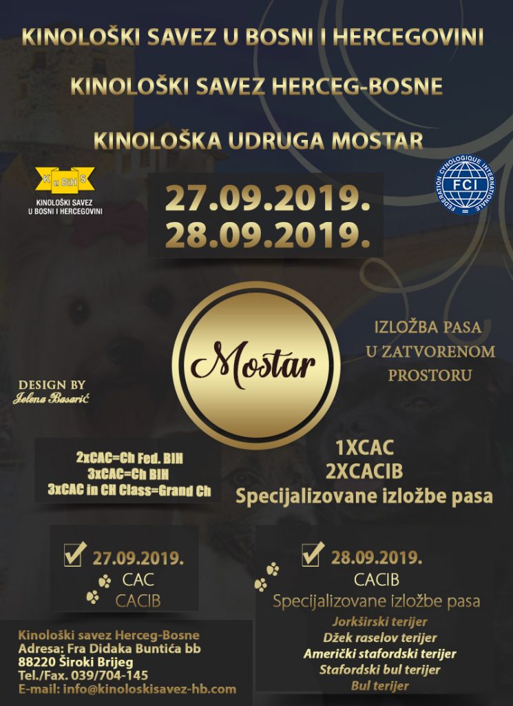 STATISTIKA-Međunarodna, nacionalna i specijalizovana izložba pasa Mostar (BIH), 27.09.-28.09.2019.