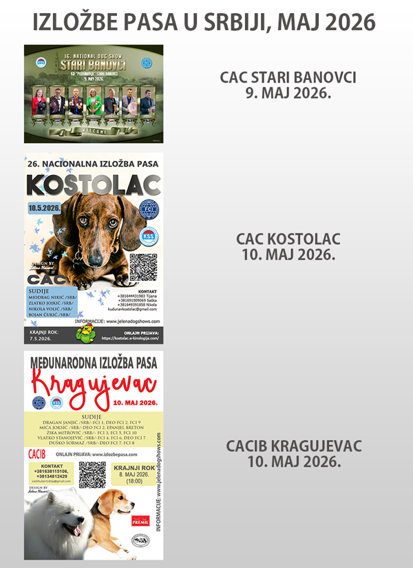 Izložbe pasa u Srbiji, MAJ 2026